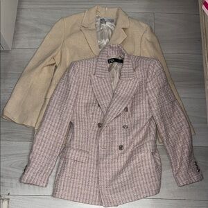 Zara Women's Blazers in Soft Pink and Cream